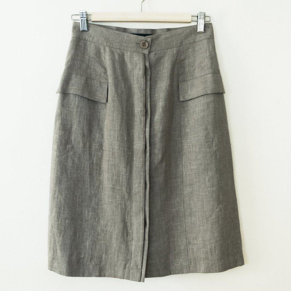 ✨ Vintage Harve Bernard Linen Button Down Skirt